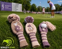 Image 2 of Plum perfect women’s custom golf club covers Handknit pink purple