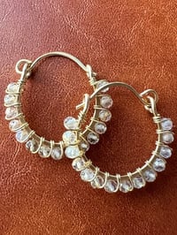 Image 1 of Citrine Hoop Earrings (Brass)