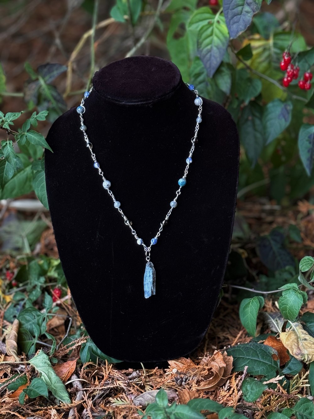 Image of "Connect to Spirit" Necklace w/ Kyanite, K2, Sodalite, & Smoky Quartz