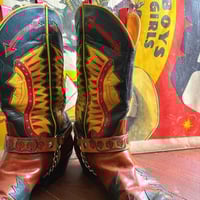 Image 1 of ANTIQUE BROWN- SNAKES N ROSES BOOT STRAPS