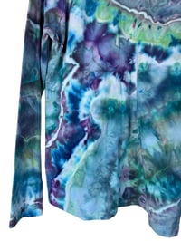 Image 9 of XL Ladies Long-Sleeve Stretch Tee in Cool Geode Ice Dye