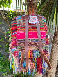 Image 6 of 4 Frill sari Bohemian Back Pack with adjustable leather strap