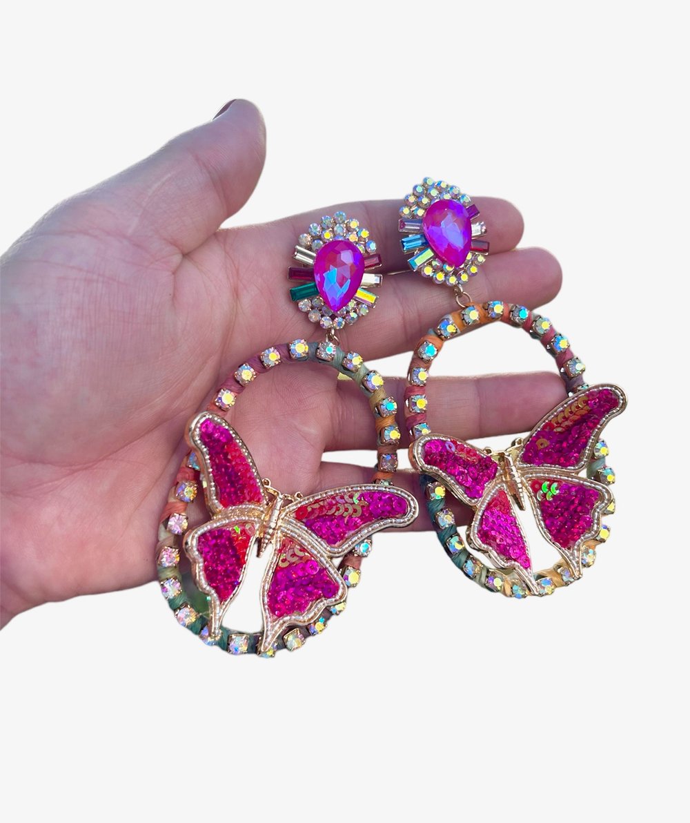 Image of Fucsia Butterfly earrings 