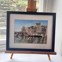 Image 2 of Amsterdam framed watercolour A4 in A3 frame