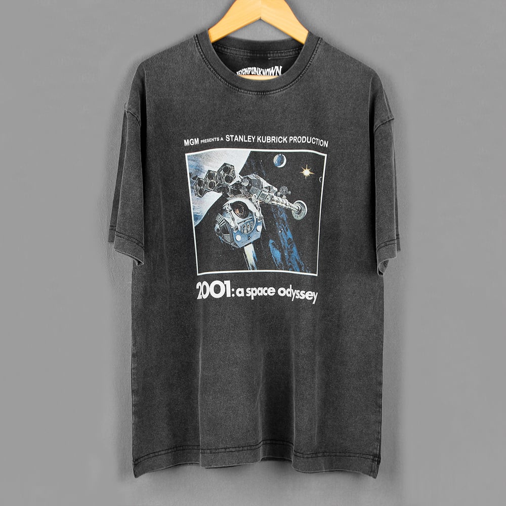 2001: A Space Odyssey Premium T-Shirt – Washed Black Unisex Sci-Fi Movie Tee for Men & Women