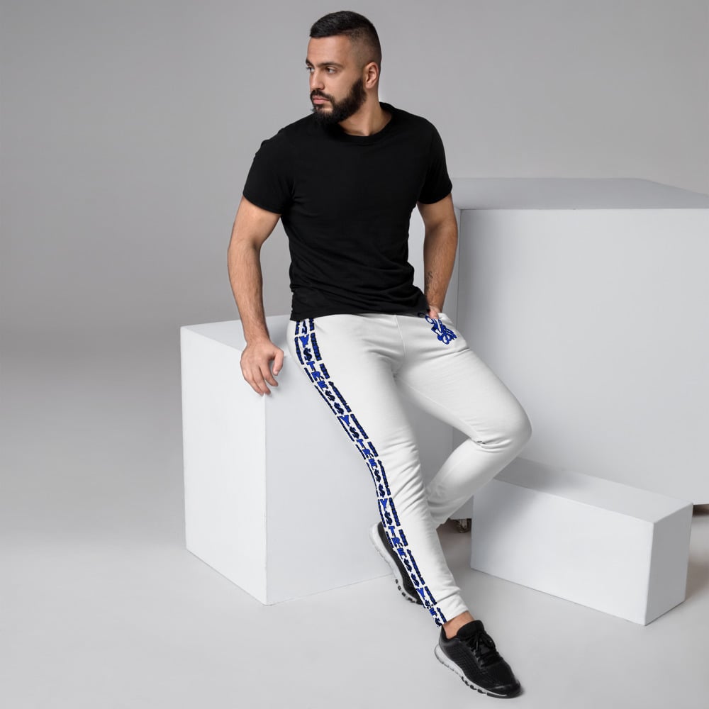Image of YStress Exclusive White Blue and Black Men's Joggers (2)