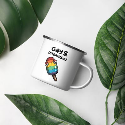 Image of Gay & Unamused Lollipop Enamel Mug