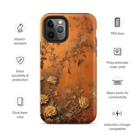 Image 5 of Baroque Goth Inspired Gold and Orange Textured Floral Look Tough Case for iPhone®