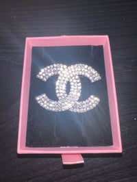 Silver Diamond CC inspired brooch