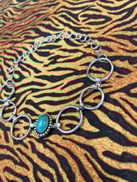 Image 3 of sterling silver choker with 1 royston turquoise 