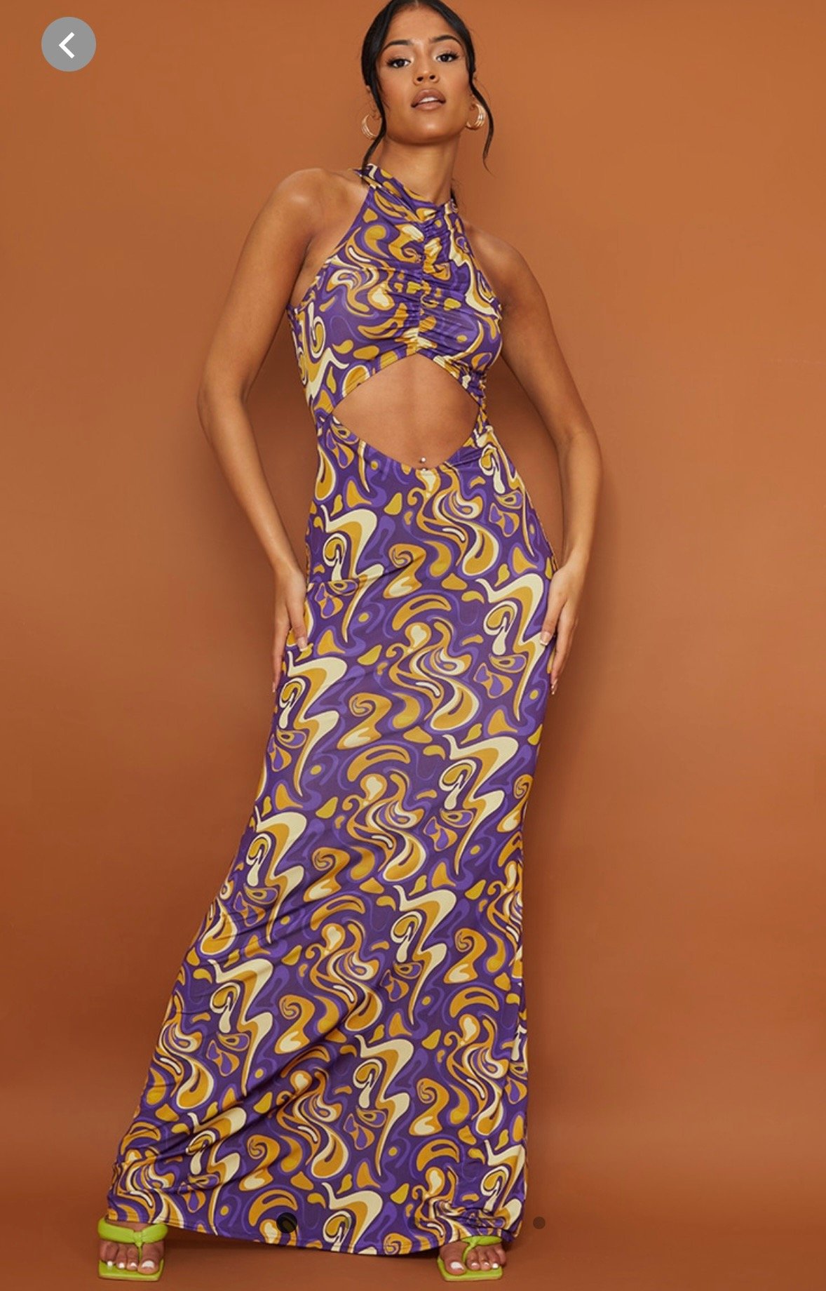 Image of ABSTRACT SLINKY CUT OUT MAXI DRESS (SIZE 6) 