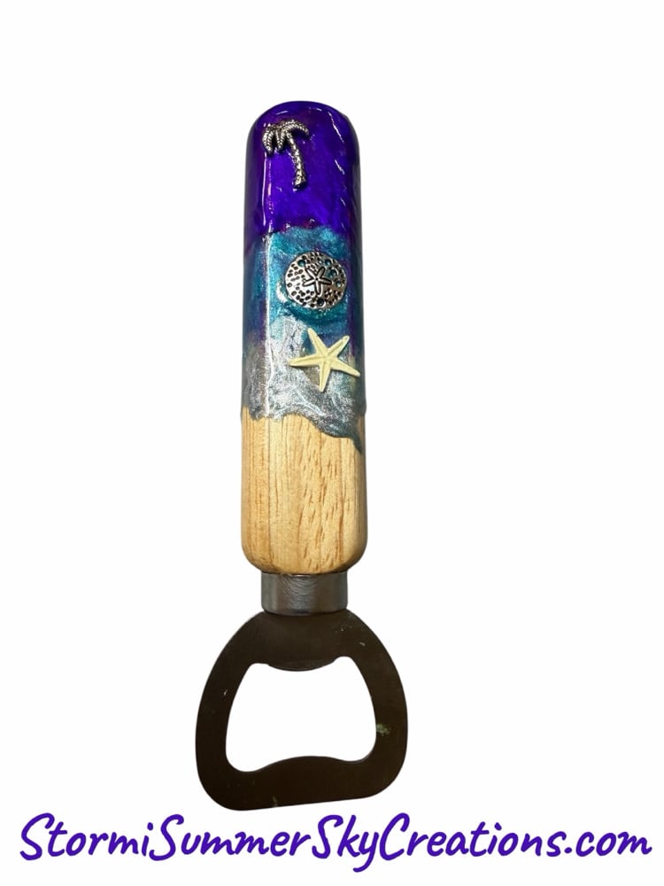 Image of Wooden handle Beach Themed Bottle Opener