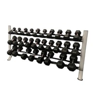New pair of 10,15,20,25,30,35,40,45,50,55, 60,70,80,90lb Rubber Hex Dumbbell Set with 3-Tier Rack 