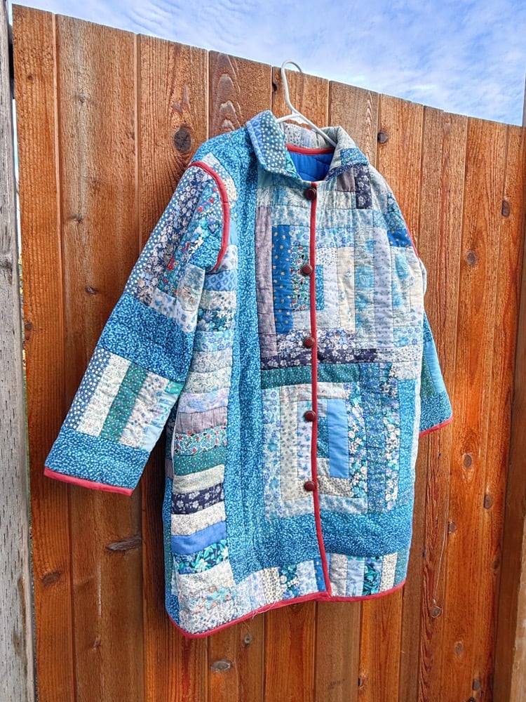 Image of Quilt Coat — Blue Log Cabin