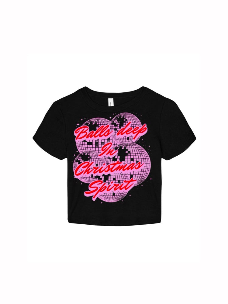 Image of Balls deep in christmas spirit raglan/baby tee
