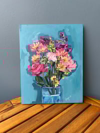 Image 1 of Turquoise Floral Original Painting