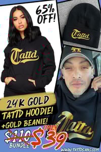 65% off!!! 24K GOLD TATTD Hoodie + beanie!!! 🖤💛