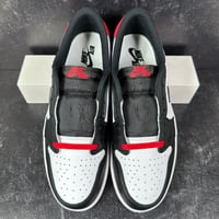 Image 3 of NIKE AIR JORDAN 1 RETRO LOW OG BLACK TOE MENS SHOES SIZE 10.5 LEATHER WHITE RED NEW