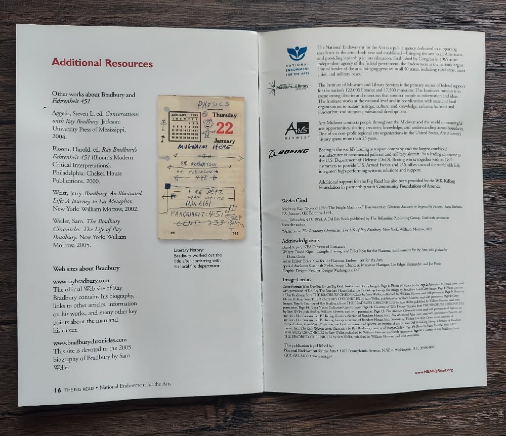 Ray Bradbury: Fahrenheit 451 NEA Reader’s Guide - SIGNED