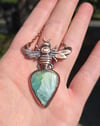 Electroformed Bumble bee with Hemimorphite necklace