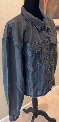 Image 3 of Vintage Black Denim Jean Jacket Crystal Sullen Girl