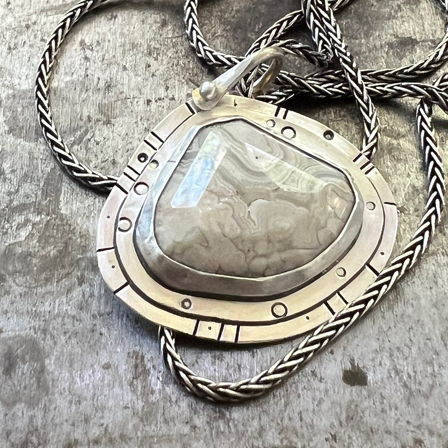 Image of Cloudy Day Lace Agate Necklace 