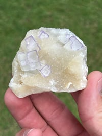Image 7 of QR Code Fluorite On Druzy Quartz Matrix Specimen| Guizhou China #3058
