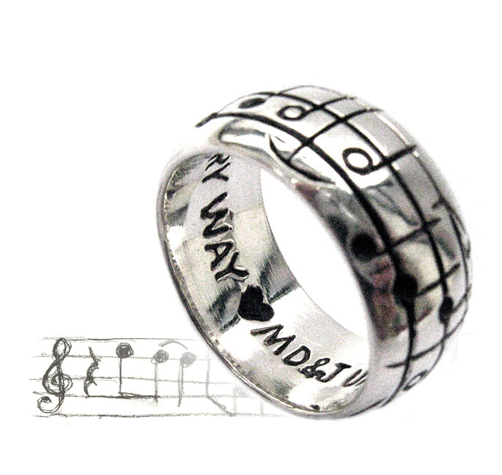 Image of Your Song Ring - Solid sterling silver - Custom - Personalized Music Ring - Size 4 - 15 available - 