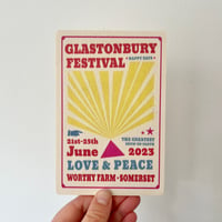 Limited Edition Glastonbury Festival Wooden Postcard 2023