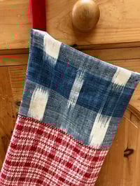 Image 2 of Vintage French Gingham & Ikat Stocking