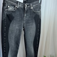 Image 4 of 7 FOR ALL MANKIND super skinny dark gray black studded jeans