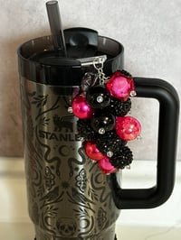 Image 1 of Black & Pink Tumbler Straw Bauble