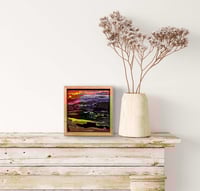 Image 1 of Selsley sunset painting in Acrylic on Canvas -oak framed