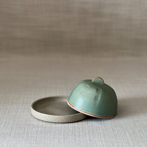 Image of MISTY GREEN BUTTER DISH