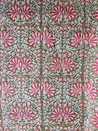 Image 2 of Namaste fabric arabesque kaki et rose