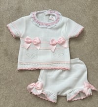 Pink Double Bow Knit Sets