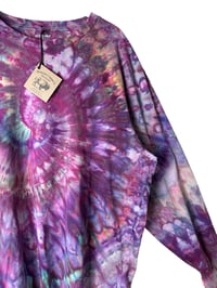 Image 2 of XL Unisex Adult Soft Long Sleeve Tee in Earthy Raspberry Spiral Ice Dye