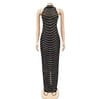 Alex Crystal Rhinestone Mesh Maxi Dress 