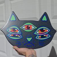 Image 1 of All Seeing Kitty Woodcut