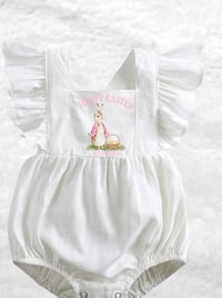 Image 4 of Personalised Pink Rabbit Ruffle Romper 