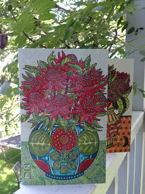 Image of Waratah Spring and Jug of Waratahs and Banksia card pack