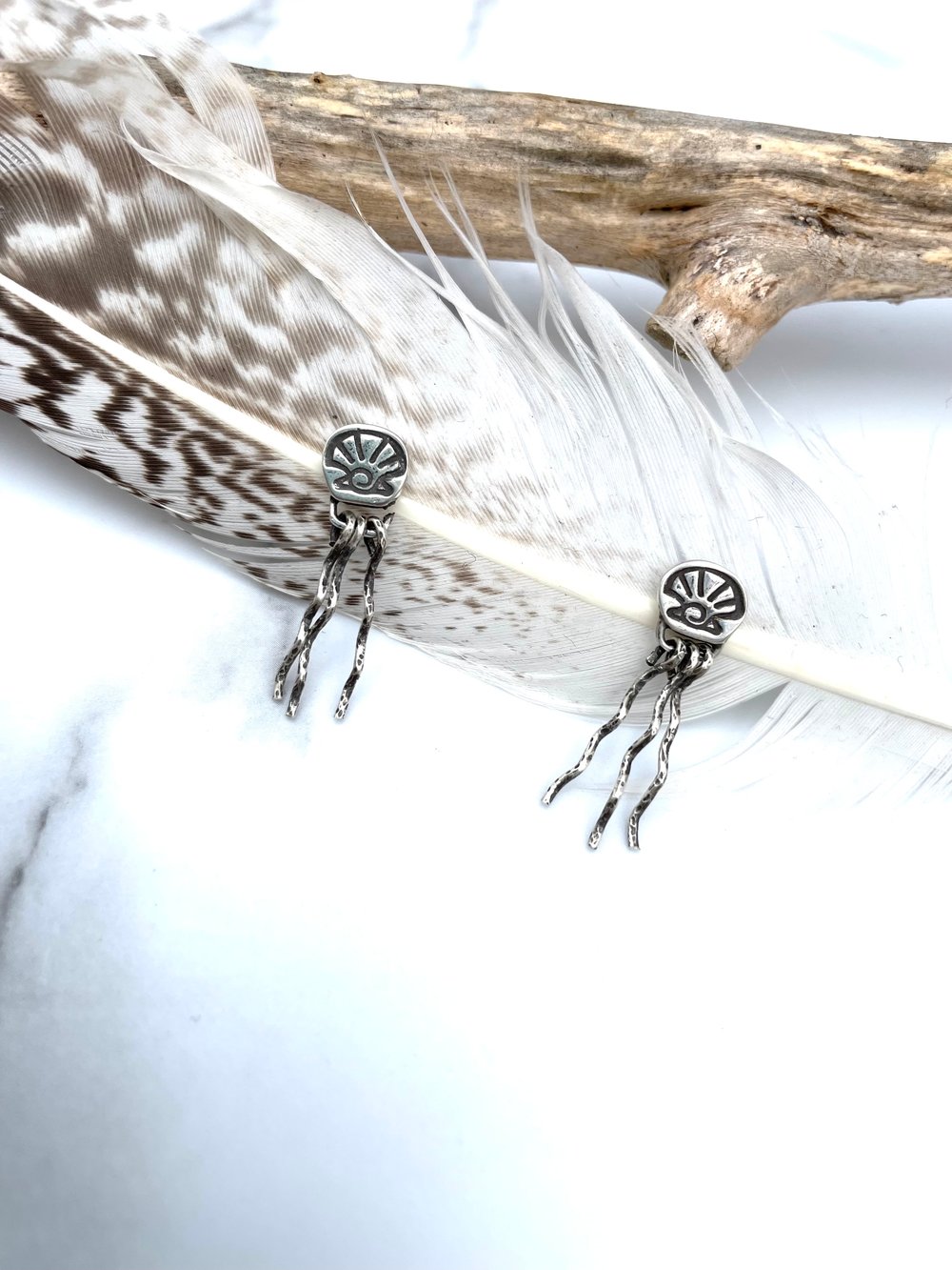 Handmade Sterling Silver Seashell Mermaid Earrings 925