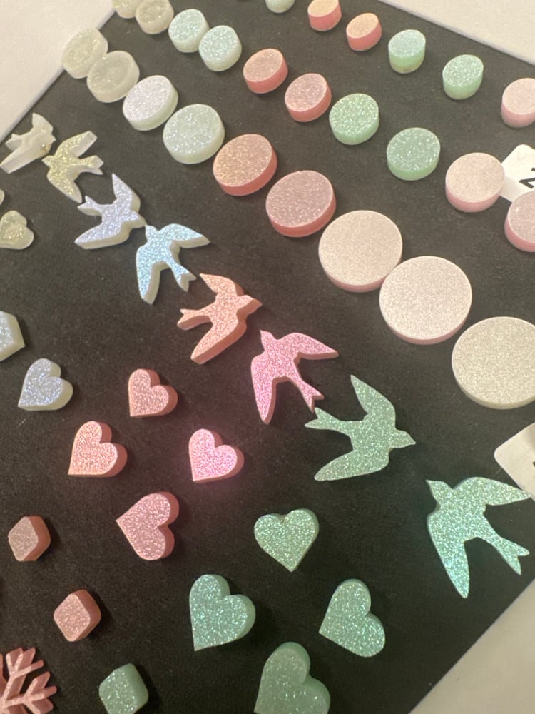 Image of Náušnice třpytivý pastelový ptáčci