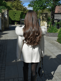 Image 4 of Cream Loro Coat With Fur Pockets