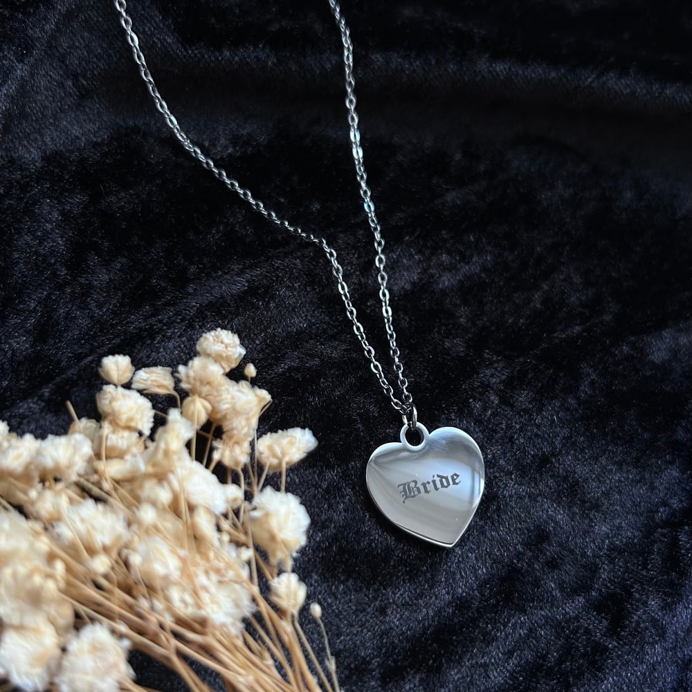 Image of Bride Heart Stainless Steel Wedding Necklace 