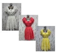 Image 1 of Cherry - Broderie Angleise Bardot Style Midi Dress