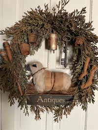 Image 1 of #3... Olde Antiques ~ Sheep~ Wreath~  18x 18 