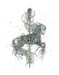 Image 4 of Set 6 - Carousel of Nightmares - Dracula / Wolfgrave / Mummy Horse 9x7 Signed Art Prints