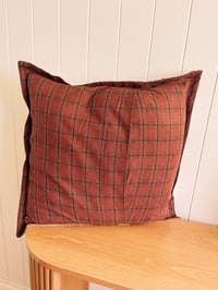 Image 3 of Cotton/Linen Marigold with Gingham Backside Cushion Cover