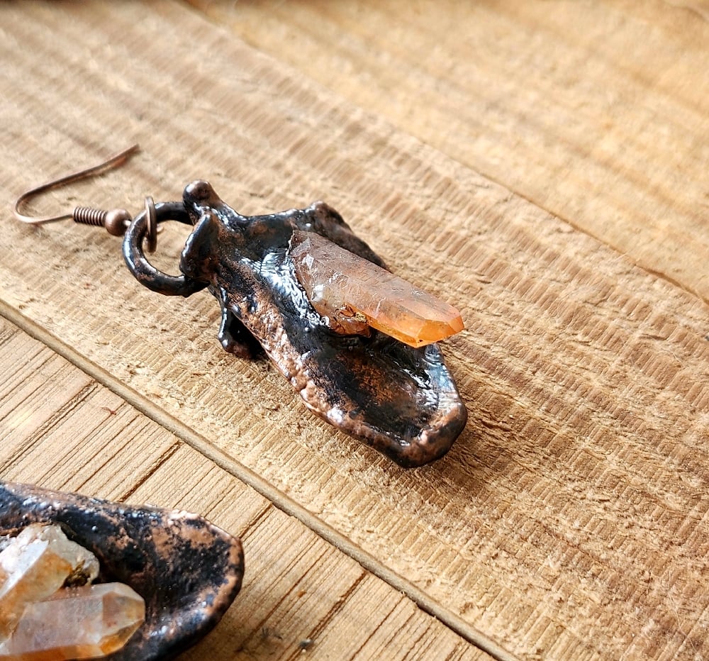 Image of Tangerine Quartz Scapula Earrings